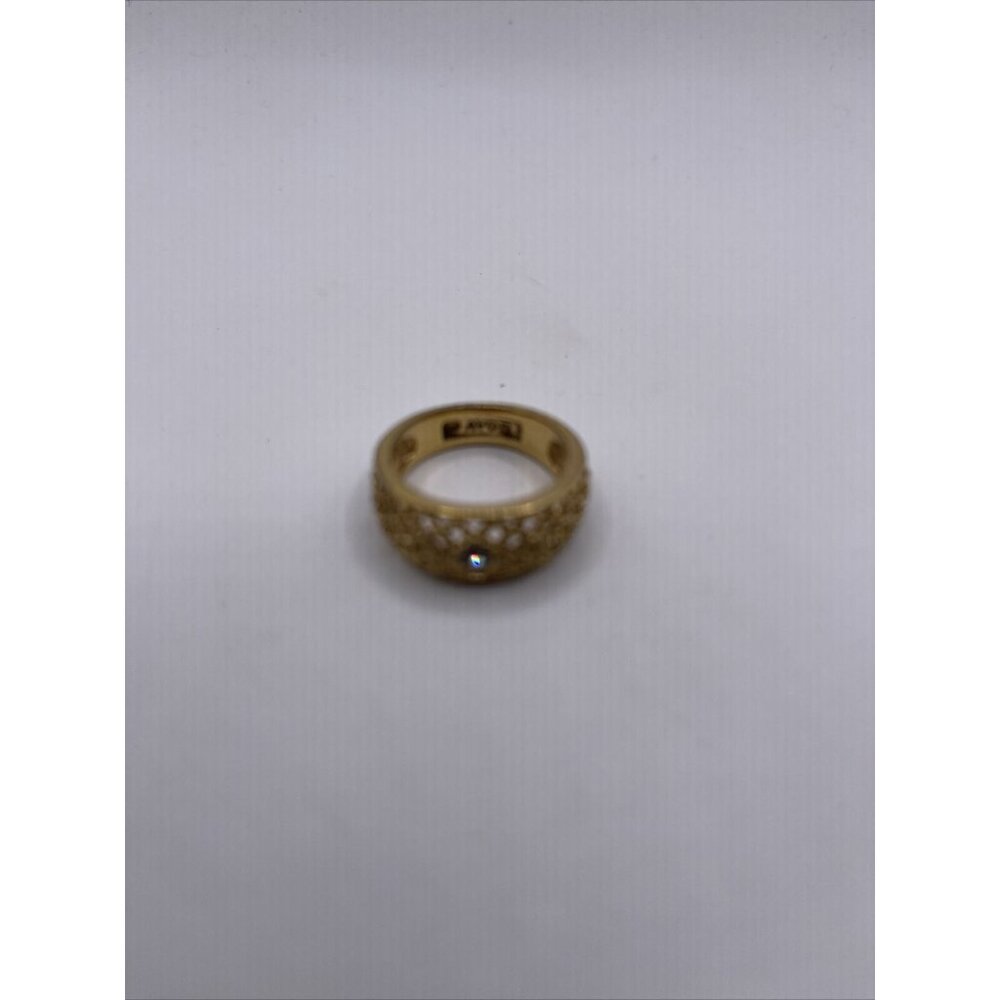vintage avon gold tone ring size 7 clear rhinestone